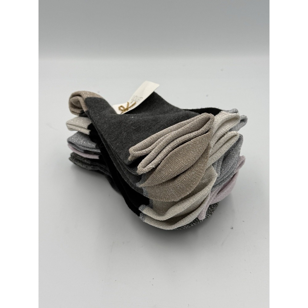 Lemon Women's Sparkly Quarter Socks Gray Assortment One Size 5 Pack / Pairs NWT - Picture 2 of 6